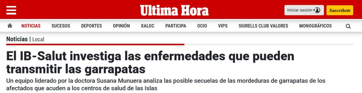 El IB-Salut investiga las enfermedades que pueden transmitir las garrapatas